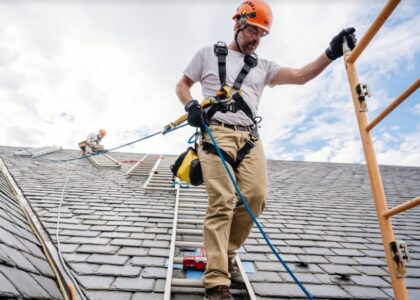 Metal roof fall protection anchors